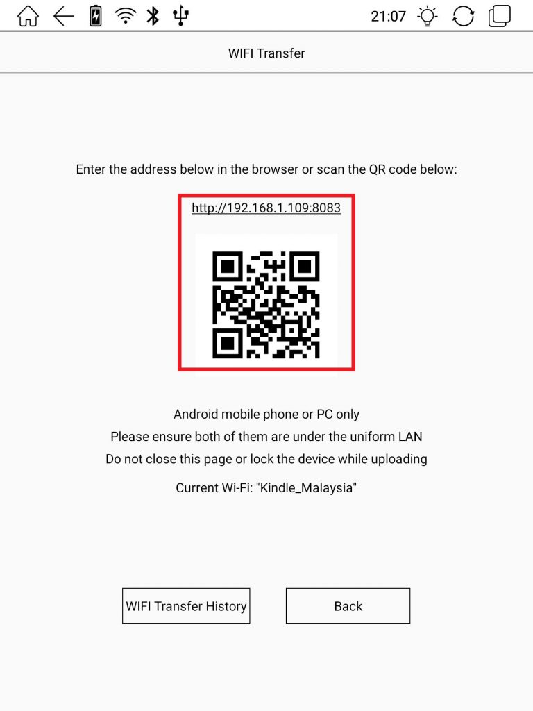 Scan QR Code on Transfer App - BOOX Malaysia