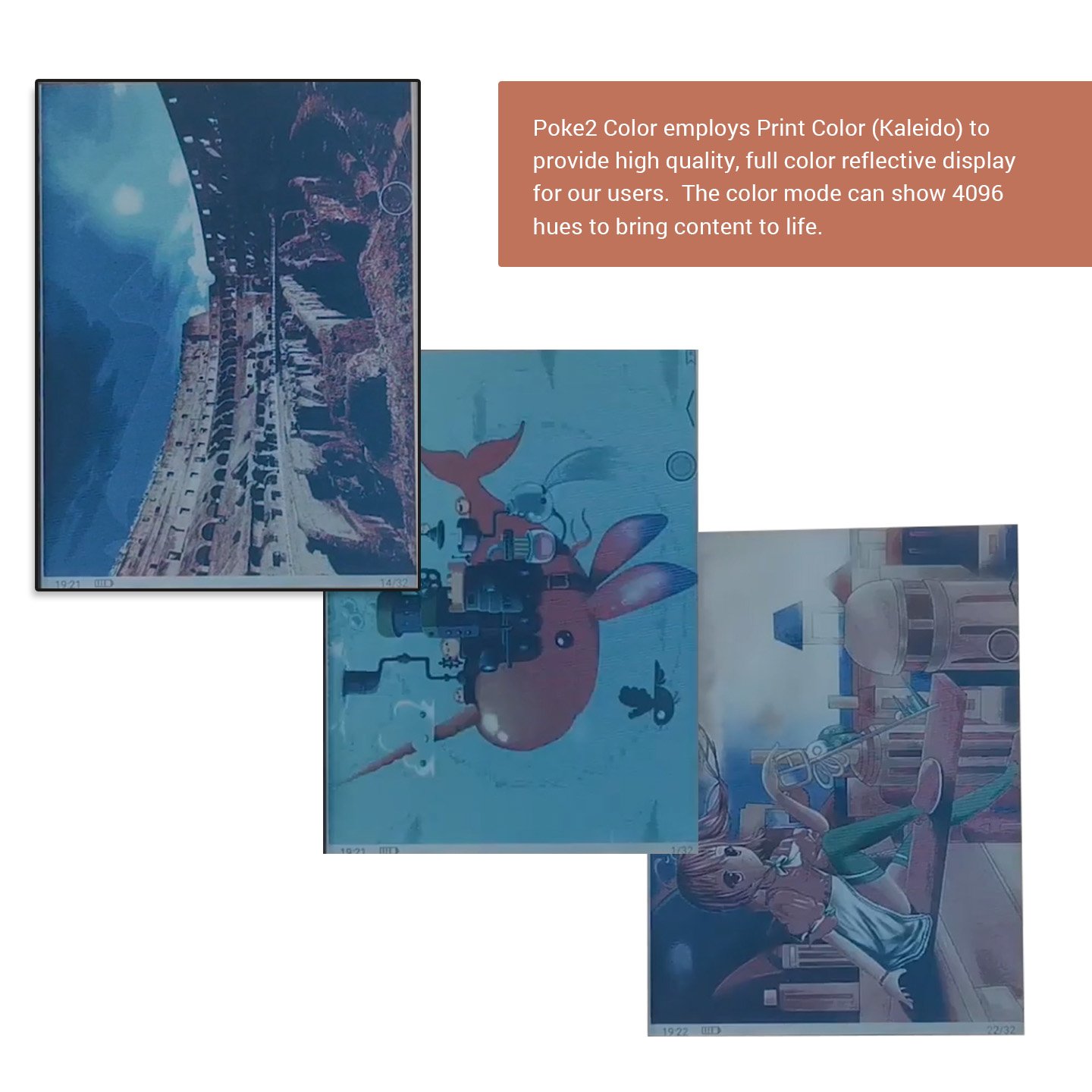 Limited Edition BOOX Poke2 Color Android 9 eReader (32GB),Sample Screen on Print Color (Kaleido) 4096 Hues