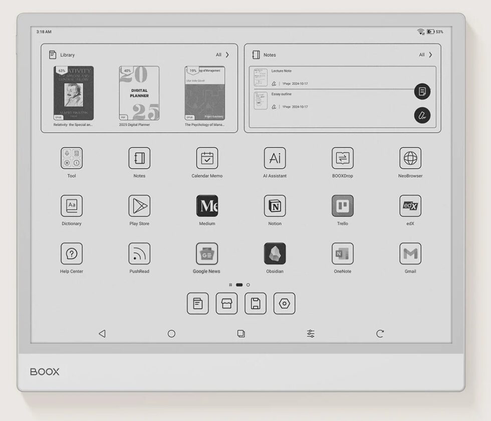 Android Boox BOOX Note Max, Android 13 Monochrome ePaper in Malaysia
