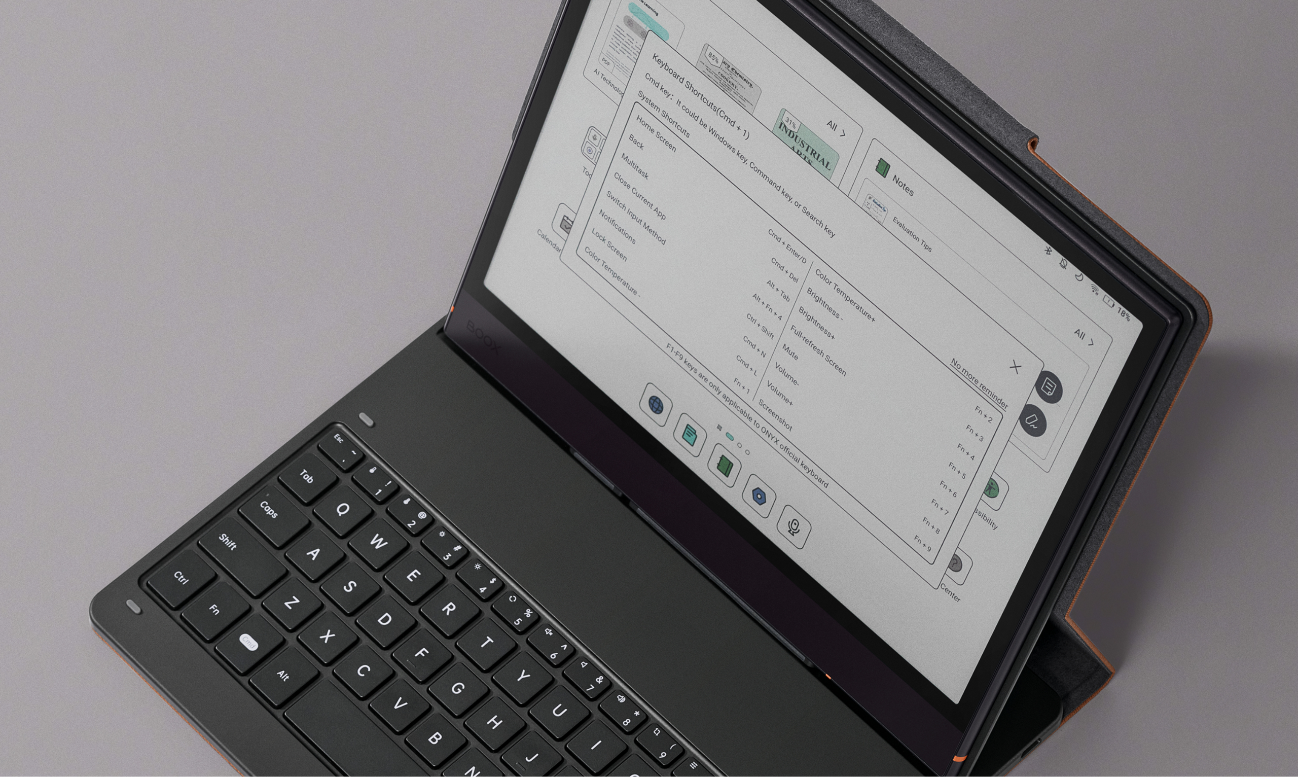 Note Air6 C with keyboard shortcuts on screen
