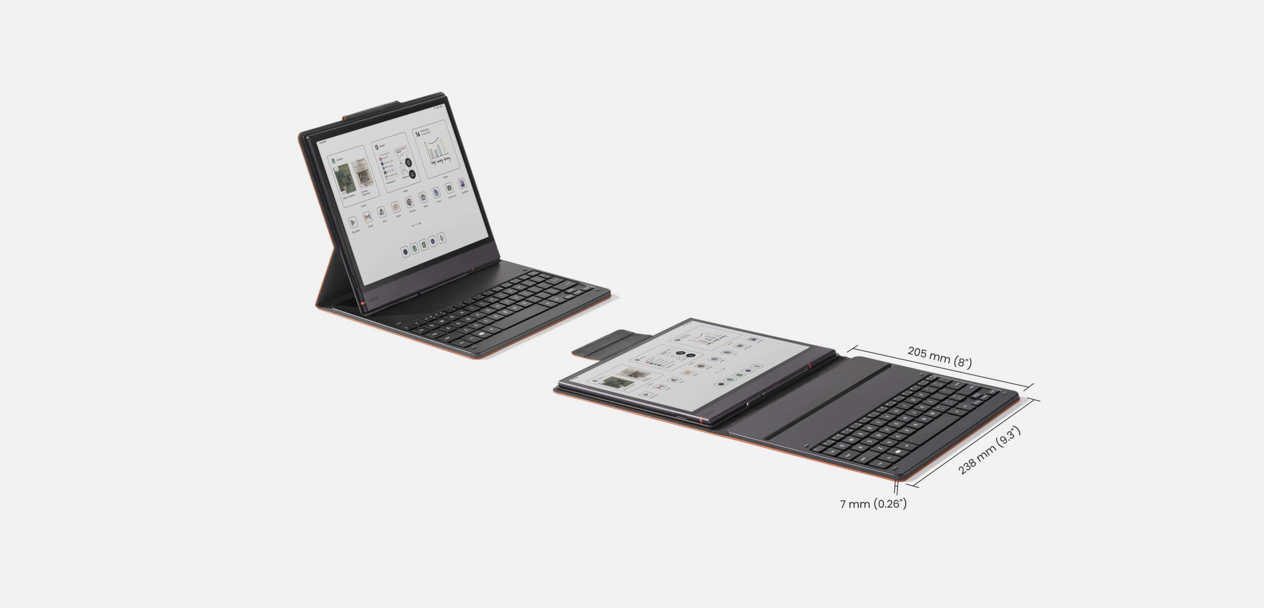 Magnetic Keyboard Cover dimensions and open positions