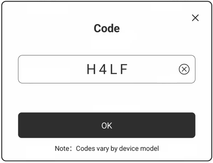 BOOX EinkWise Code settings dialog