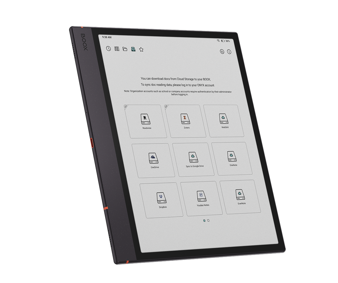 Cloud services available on BOOX Note Air6 C